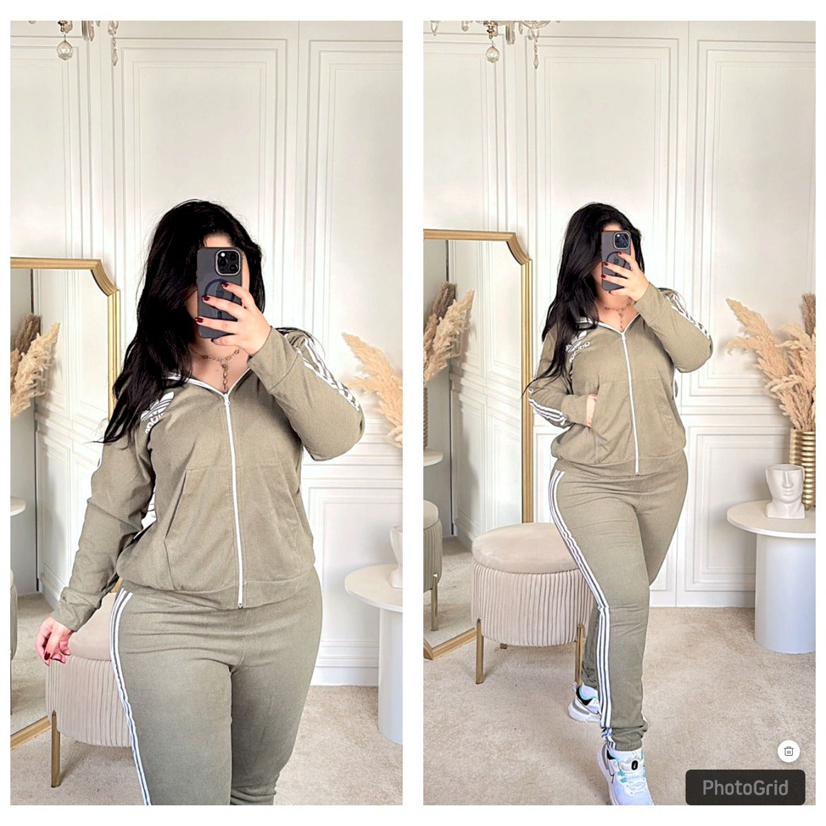 Ensemble jogging Adidas gris à capuche